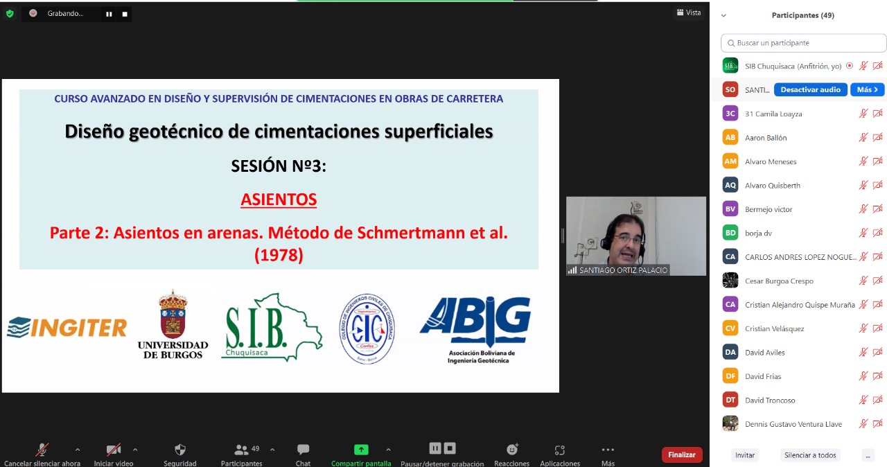 LA SIB CHUQUISACA DESARROLLÓ EL CURSO VIRTUAL EN DISEÑO DE CIMENTACIONES SUPERFICIALES