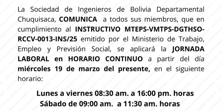 COMUNICADO: Horario continuo