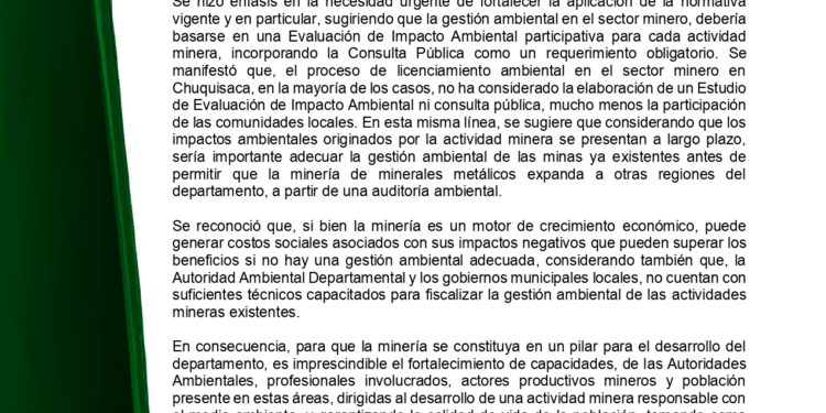 Conclusiones y recomendaciones del Foro Debate «Minería y Desarrollo sostenible ¿Oportunidad o Conflicto?