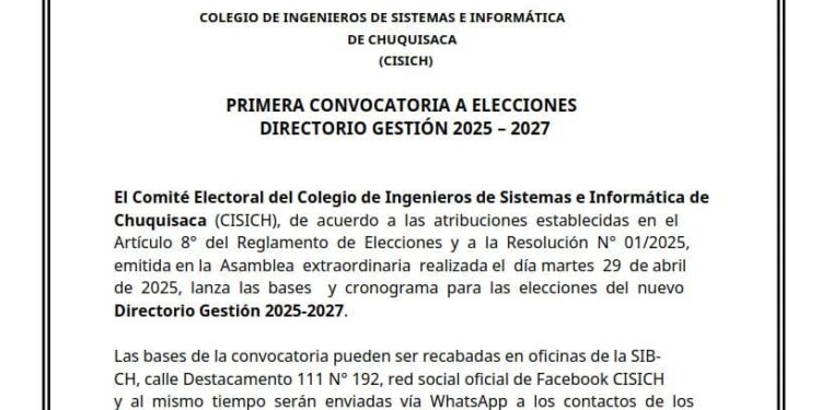 Comunicado: Colegio de Ingenieros en Sistemas e Informática