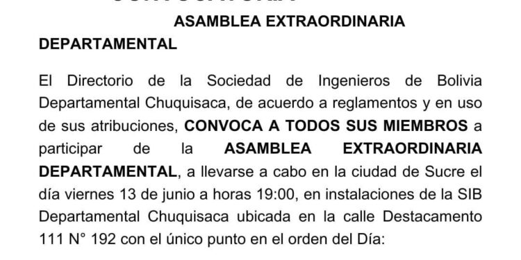 Segunda convocatoria a la Asamblea Extraordinaria Departamental