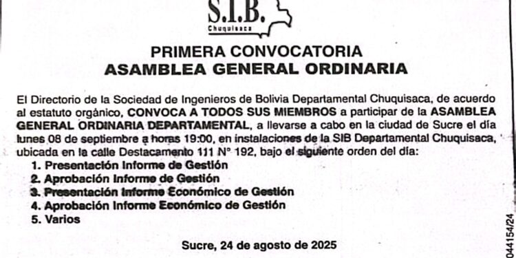 Primera Convocatoria a la Asamblea General Ordinaria