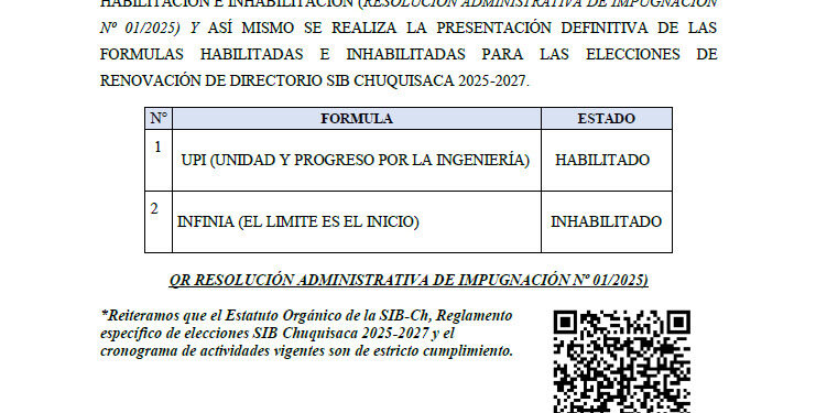 Comunicado: Comité Electoral Gestión 2025-2027