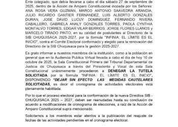 Comunicado del Comité Electoral 2025 -2027