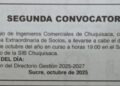 Convocatoria del Colegio de Ingenieros Comerciales de Chuquisaca