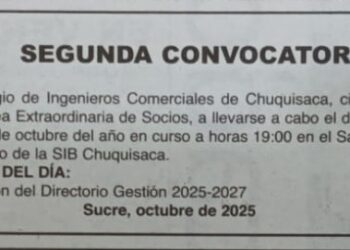 Convocatoria del Colegio de Ingenieros Comerciales de Chuquisaca