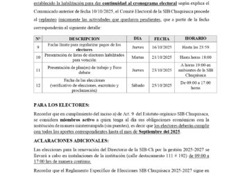 Comunicado del Comité Electoral 2025-2027