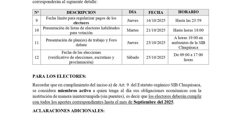 Comunicado del Comité Electoral 2025-2027