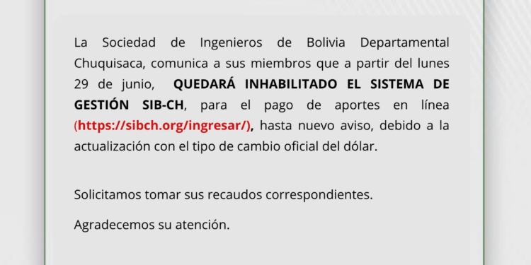 Comunicado a nuestros miembros