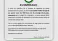 Comunicado a nuestros miembros