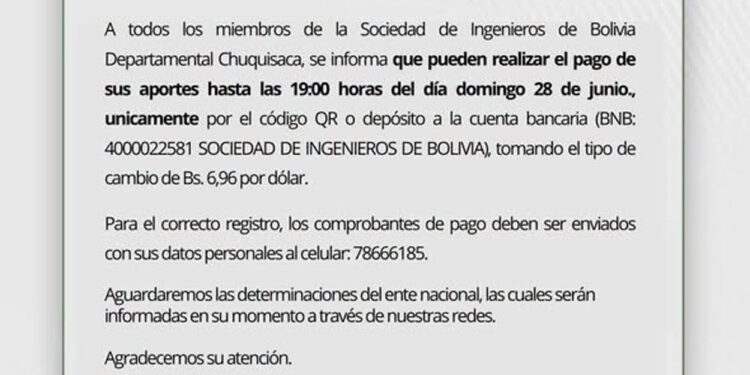 Comunicado a nuestros miembros